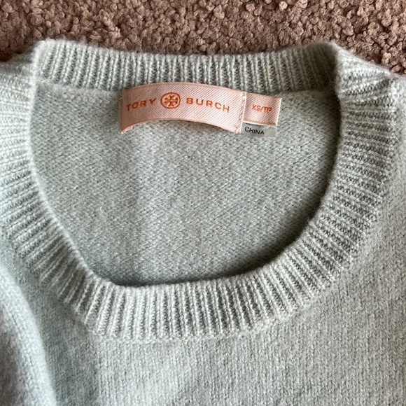 Tory Burch Merino Wool Light Baby Blue Crewneck Sweater - Picture 5 of 9